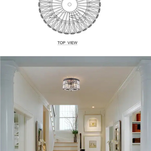 COPY - 11.75 in. 2-Light Black Ceiling Flush Mount Light with Crystal Glass - Picture 5 of 10